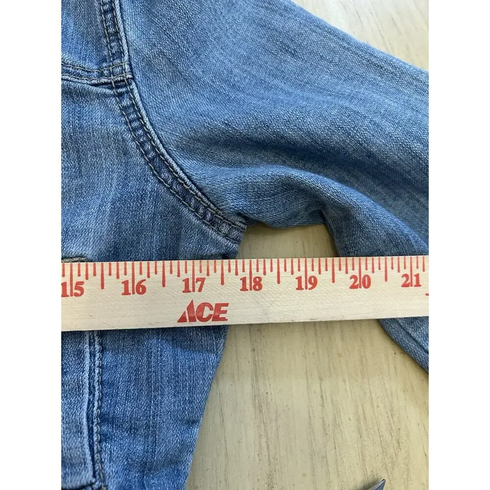 VTG 90s Denim Jacket Women’s M Cropped Western Dollhouse Sexy Cowgirl Hipster